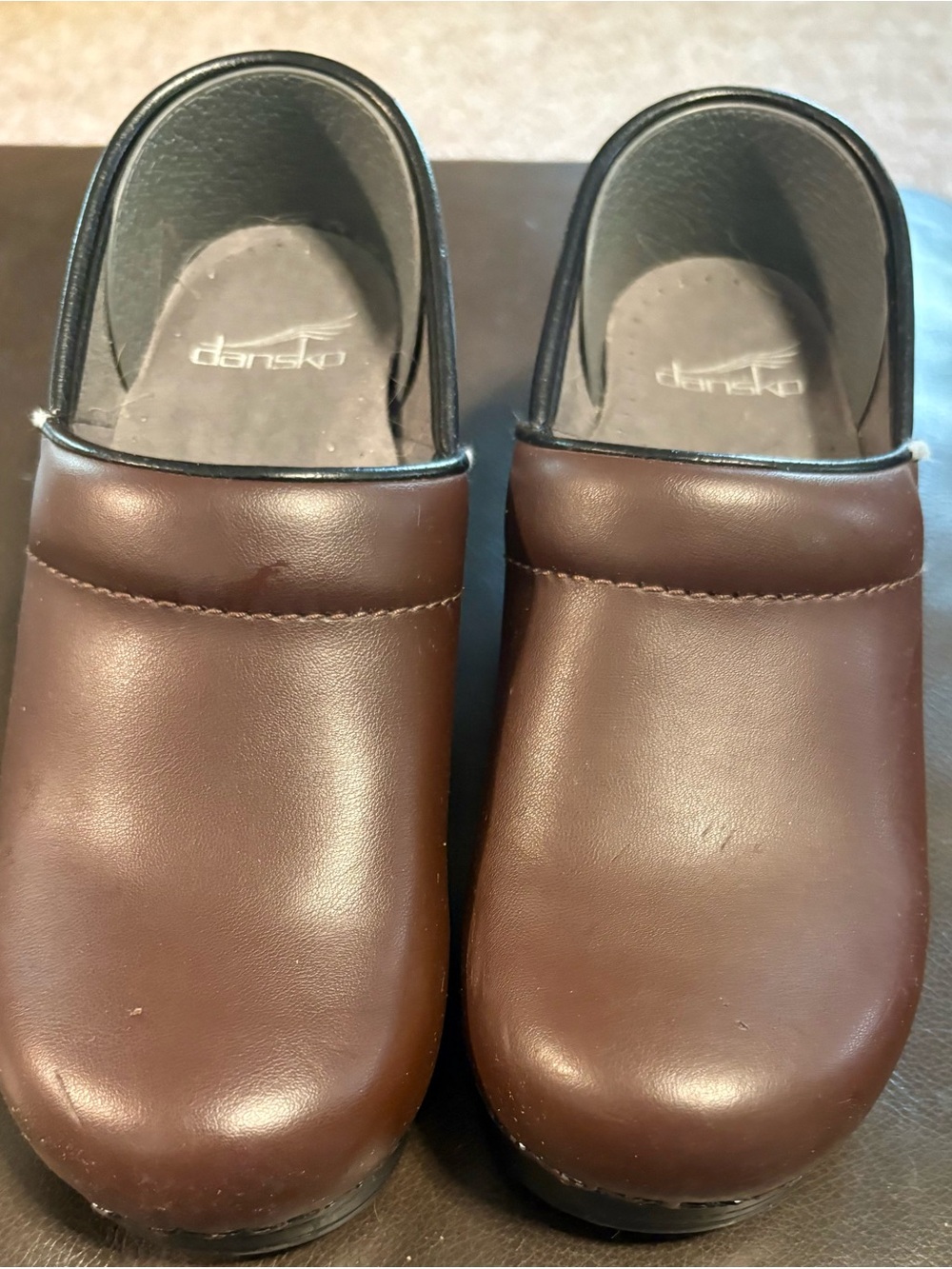 Dansko Dark Brown Leather Slip-On Clogs
